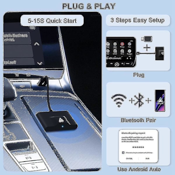 Trådlös Android Auto-adapter för trådbunden Android Auto-bil Plug & Play Enkel installation Aa Trådlös Android
