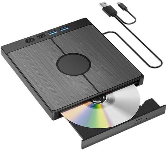 Ekstern CD-DVD-stasjon, USB 3.0 Type-C, +/-RW-brenner, USB/SD/TF-leser, for PC/Mac, Win/Linux