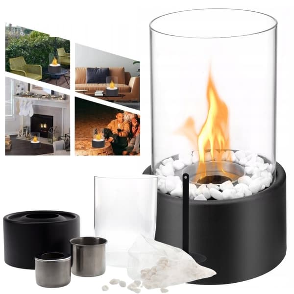 Freestanding Bioethanol Fireplace 21 x 12 x 10 cm Black