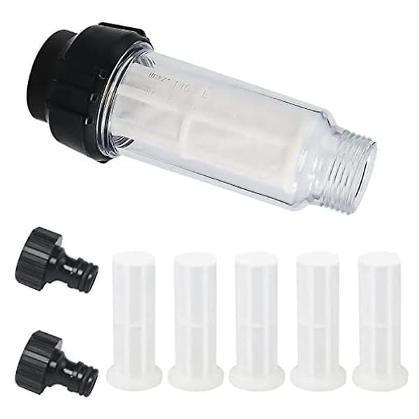 Vattenfilter trädgårdsslang, 3/4 tums vattenförfilter Set med 5 filterinsatser + 2 Quic