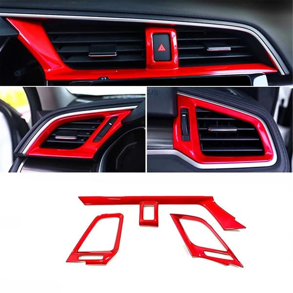 Rød Front Dashbord AC Uttaksdeksel Trim For 2016-2021 10. Generasjon