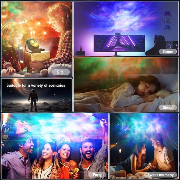 2-in-1 Galaxy Projector Night Light, Portable, Adjustable, Automatic USB Starry Sky Projector, LED Star Projection Lamp