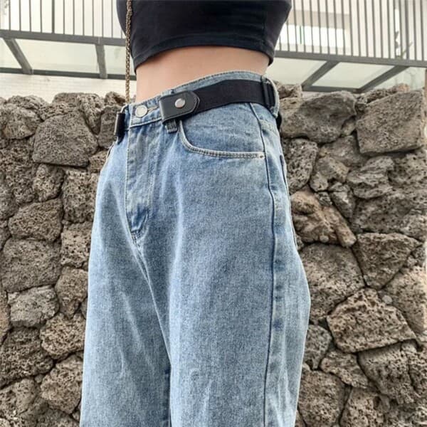 Elastic Belt Without Buckle Women Black