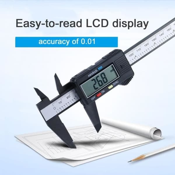 Digitalt skjutmått i kolfiberkomposit 0-150 mm, svart digital LCD-mätare