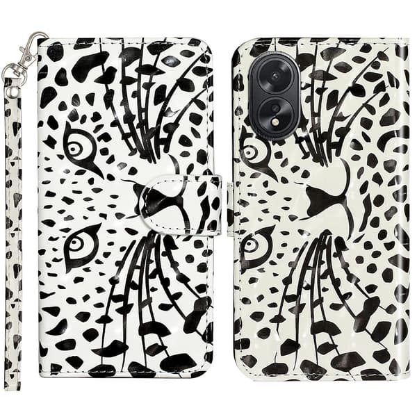 3D Mönster Tryck Läder Telefonfodral För Oppo A38 4G / A18 4G, Plånboksfodral