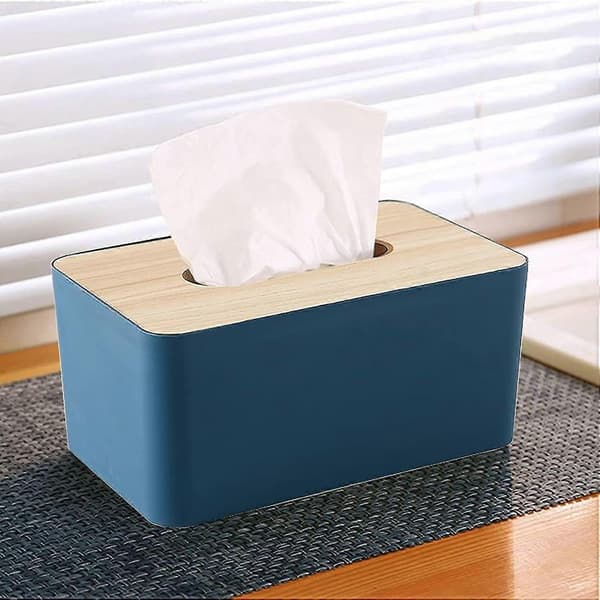 Bambufiber Tissue Box, Rektangulär Tissue Box Badrum Våtservetter Dispenser Våt Tissue Box För Badrum, Sovrum Eller Kontor