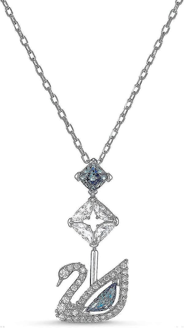Blå Diamant Svanhalsband Kristall Element Svanhänge