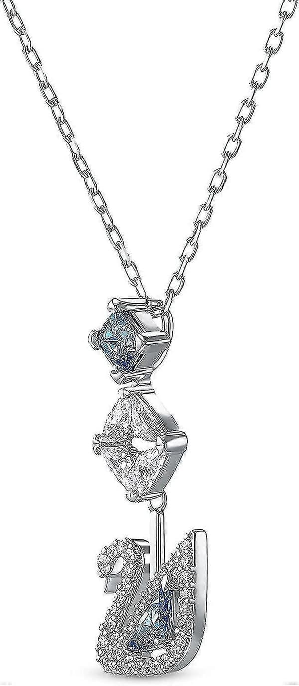 Blå Diamant Svanhalsband Kristall Element Svanhänge