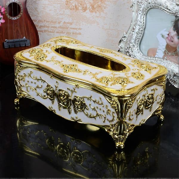 Akryl Tissue Box Skrivbords Tissue Box Plast Hem Tissuehållare Vardagsrum Tissue Box (Gyllene)