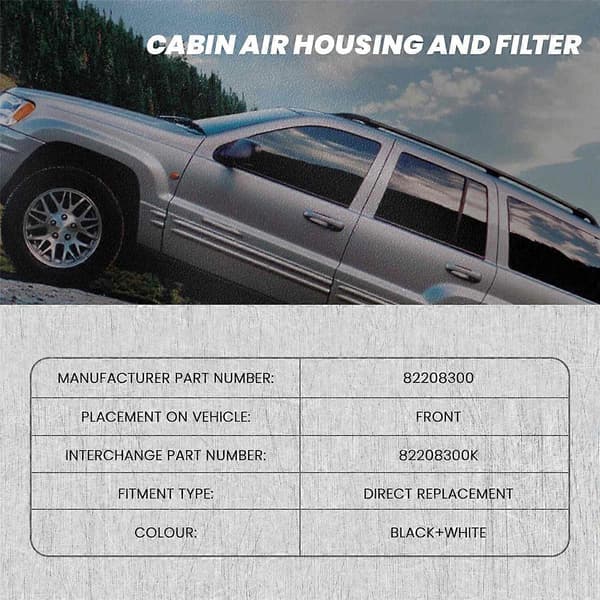 Kabinluftfilterhus och filterkit 82208300 Passar Jeep Grand Cherokee 1999-2010