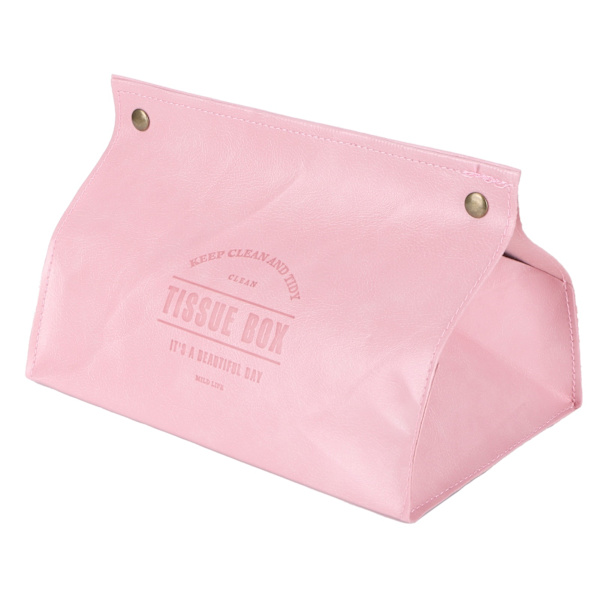 PU Läder Originalitet Tissue Box Skrivbords Tissue Organizer för Sovrum Vardagsrum Rosa