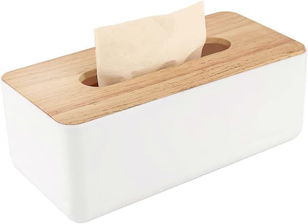 Trä Tissue Box, Tissue Dispenser 21x13x10cm, Praktisk Tissue Box, Rektangulär Box för Standard Tissues