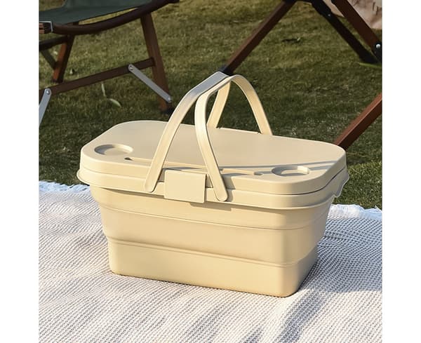 Vikbar Picknickkorg - Beige