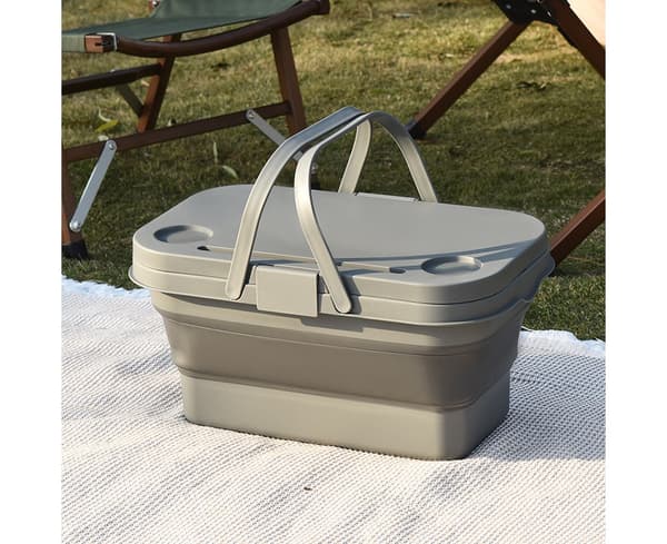 Vikbar Picknickkorg - Grå
