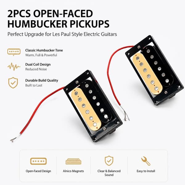 2st Open Faced Humbucker Pickups & Förkopplad Kabelhärva 2V 2T 500K Potar för LP Gitarr