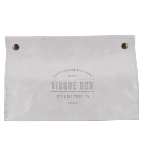 PU Läder Originalitet Tissue Box Skrivbords Tissue Organizer för Sovrum Vardagsrum Grå
