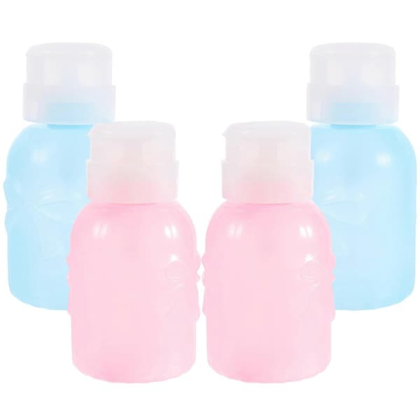 4st Nagellacksremover Flaskor Portabla Pumpflaskor Tomma Dispensrar Tryck Ner Pump Dispensrar