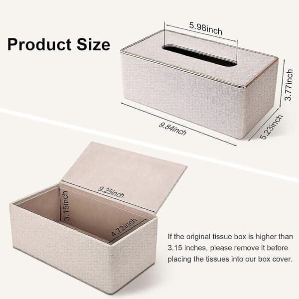 Servettbox, PU Läder Servettlåda, Rektangulära Servettboxar, Rektangulär Servetthållare - Beige