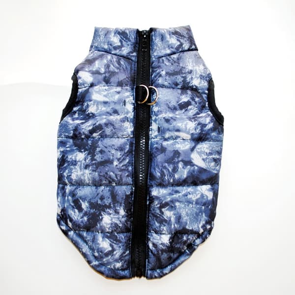 Vinterjacka för hund, vadderad bomullsjacka för husdjur, polyester, dragspänne, varma hundkläder Black XS 40g tie-dyed jacket