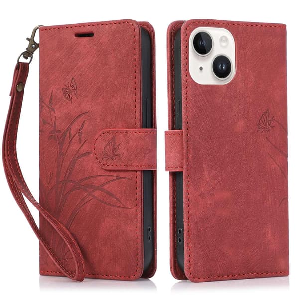 Orkidé Läderfodral för iPhone 14
