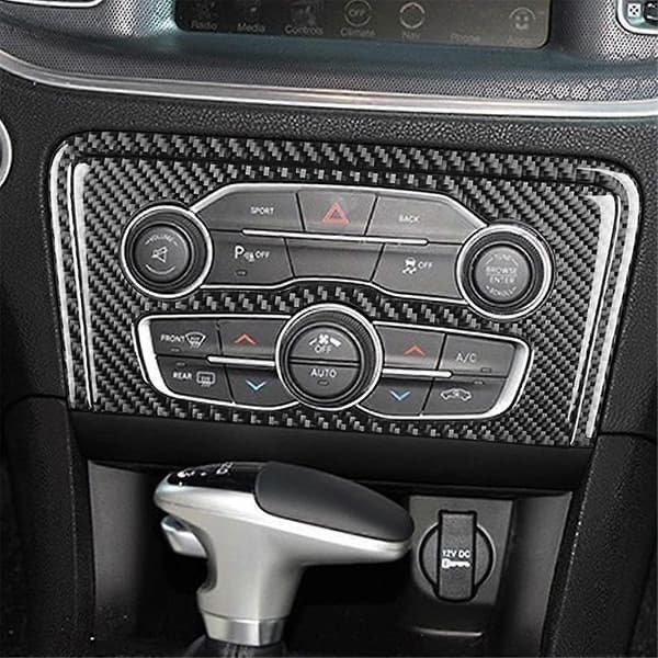 Kolfiber för Charger 2015-2023 Central Kontroll Luftkonditionering A/C Switch Panel Cover Trim Interiör Tillbehör