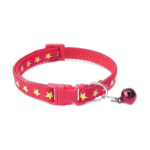 Hundvalp Stjärnor Tryck Bell Spänne Justerbart Halsband Katthalsrem