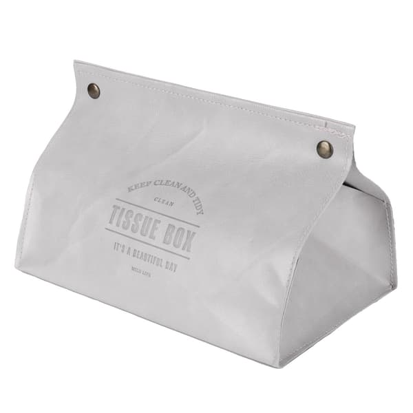 PU Läder Originalitet Tissue Box Skrivbords Tissue Organizer för Sovrum Vardagsrum Grå