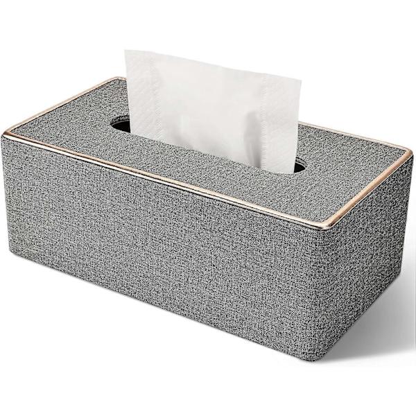 Servettbox, PU Läder Servettlåda, Rektangulära Servettboxar, Rektangulär Servetthållare - Grå