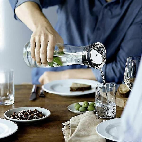 Vattenkaraff 1,8l Hög Borosilikatglasflaska Basic Lutande Lockförslutning Kann
