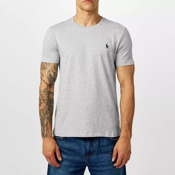 PoloRalphLauren Herr T-shirt Bomull Kortärmad Rund Hals Pullover Tee Topp Grå Storlek L Grå L Grey L