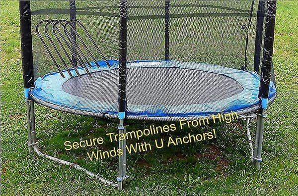 8 stk Trampolineplugger U-formede Anker Kraftige Metallfester Spyd Blå