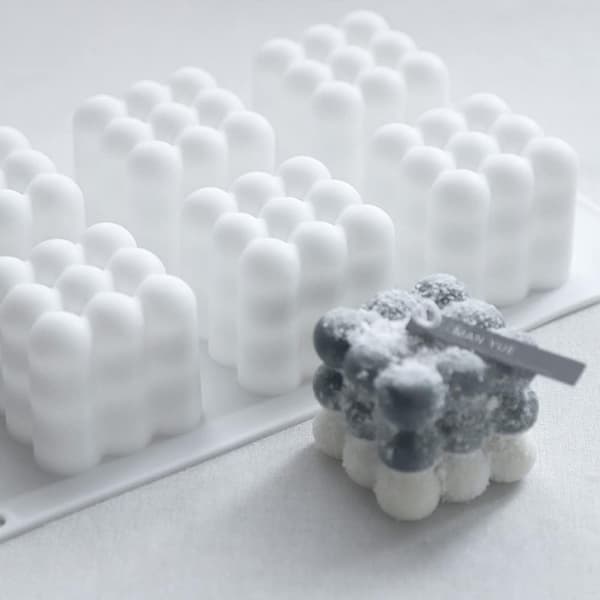 Boblelysforme, 6-hullers Rubik's terning silikoneforme, DIY-forme til kreativ bagning af mousser.