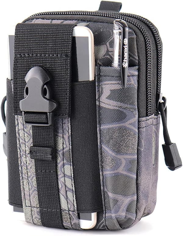 Kompakt værktøjsbæltetaske, militær army taske EDC taske hoftetaske, til sport vandring camping sort python black python