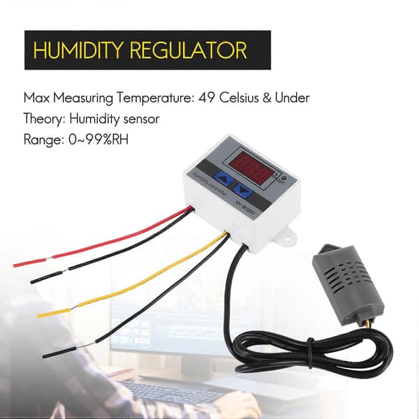 Digital fuktighetskontroller Hygrometer fuktighetskontrollbryter 0~99%Rh Hygrostat med fuktighetssensor AC220V