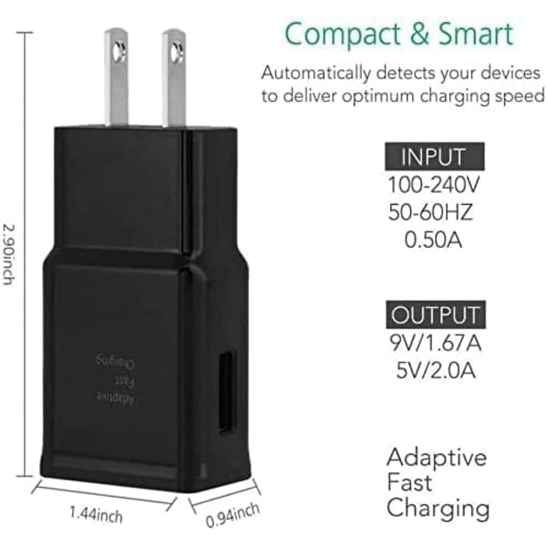Samsung Adaptive Hurtiglader USB Vegglader for Samsung Galaxy