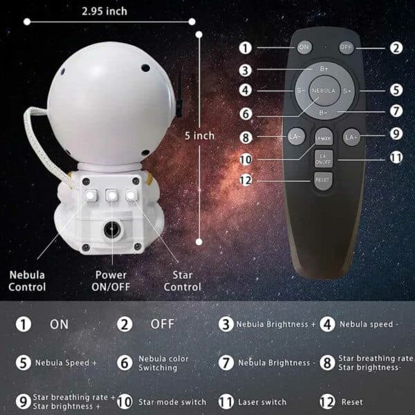 Galaxy Projector Nebula Effect - Star Projector with Remote Control White