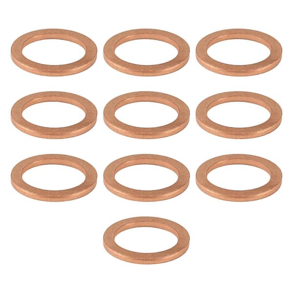 10 st 12 mm x 17 mm x 1,5 mm kopparbricka platt ringpackning