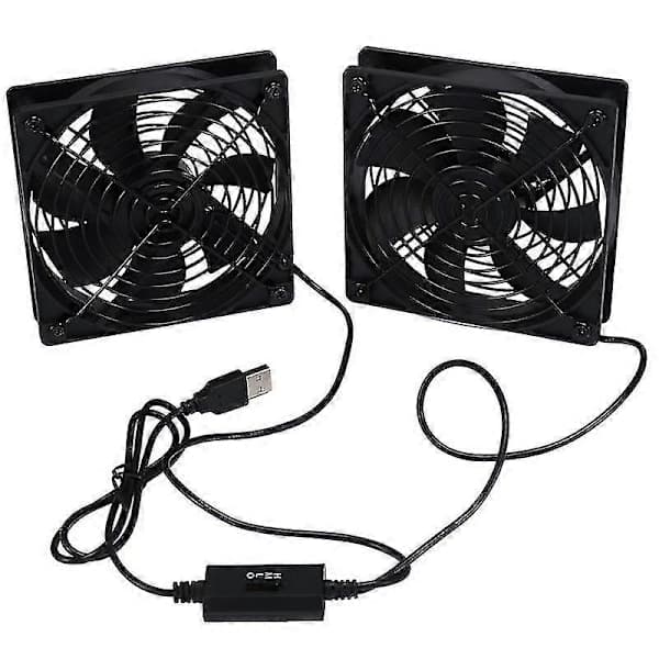 Doble 120 mm 5V USB-drevne PC-ruter-vifter med hastighetskontroller