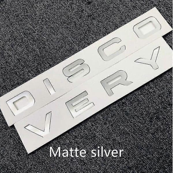 3D matt silver DISCOVERY bokstavsdekal emblem för bilens front och baklucka