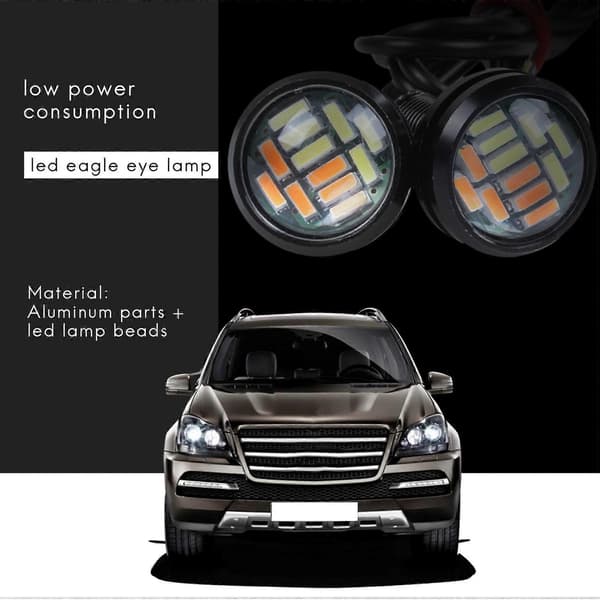 2 st 12V 23mm Dubbelfärg Switchback 4014 12 LED DRL Eagle Eye Varselljus