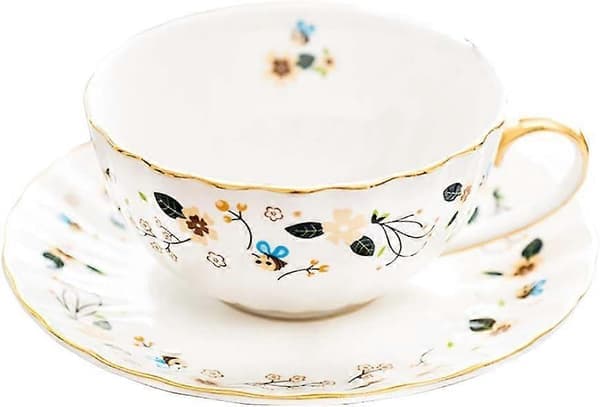 Blomsterbi Tekopper og Underkopper, Kaffe Bone China Krus 1 Sæt (Bi)