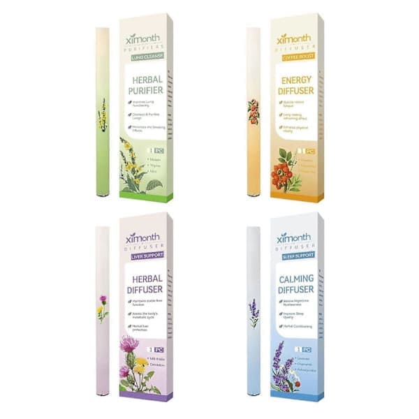 4-pack örtbaserad diffuserpenna för lungrengöring och energiboost med kosmetisk juice