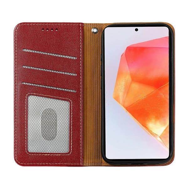 Plånboksfodral för Samsung Galaxy A17 5G - Magnetiskt läderfodral, skyddande telefonfodral, hållbart rött Red