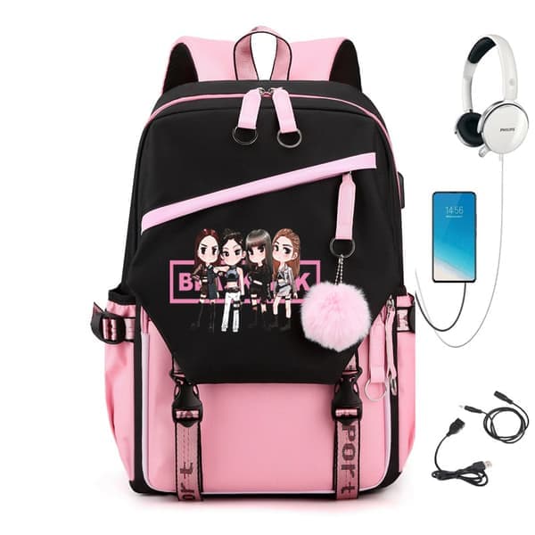 BLACKPINK Ryggsäck Skolväska pink dancing pink dancing