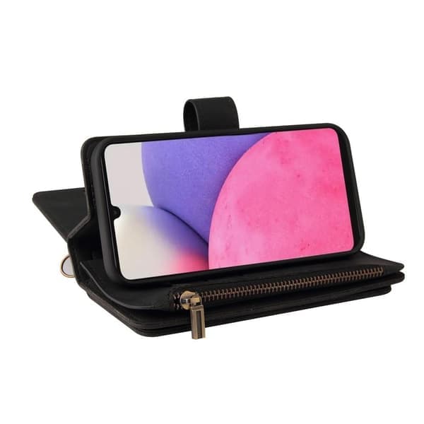 SKALO Samsung A33 5G Stor Pung 17-RUM Pung Etui - Sort Sort
