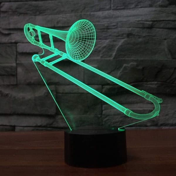 3D Kreative Gaver Trombone LED Lampe Abstrakt Optisk Illusion