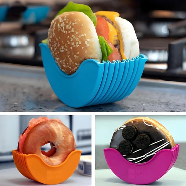 4-pack silikon, expanderbara hamburgerhållare; justerbar storlek hamburgerhållare