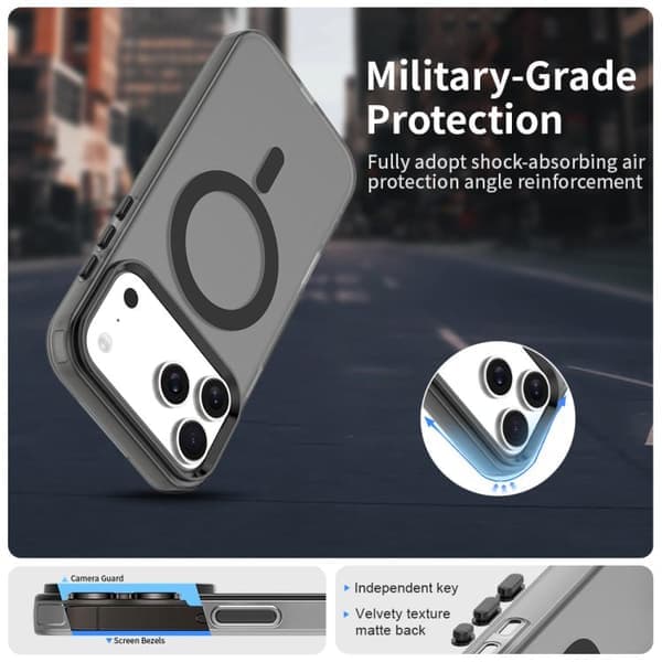 iPhone 17 Pro Max Cover - Candy Magsafe PC Hybrid TPU Sort Sort Svart