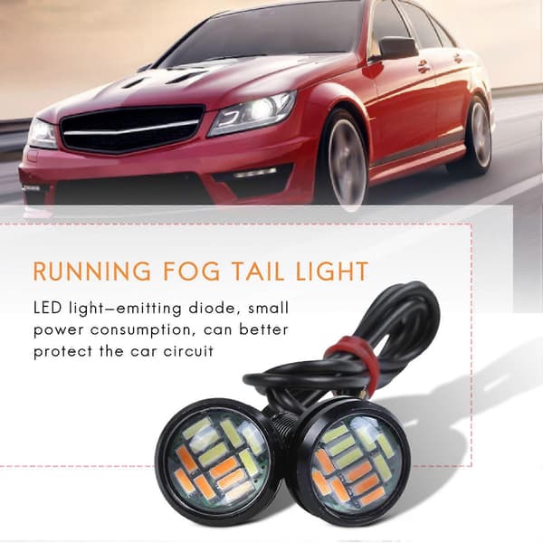 2 stk. 12V 23mm Dual Color Switchback 4014 12 LED DRL Eagle Eye Kørelys