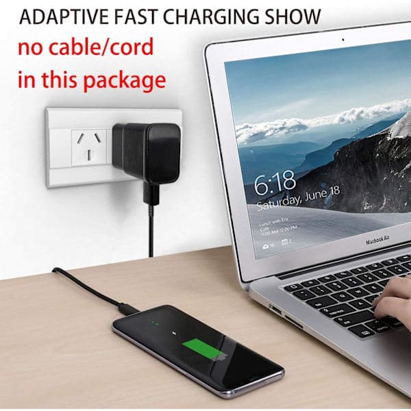 Samsung Adaptive Hurtiglader USB Vegglader for Samsung Galaxy